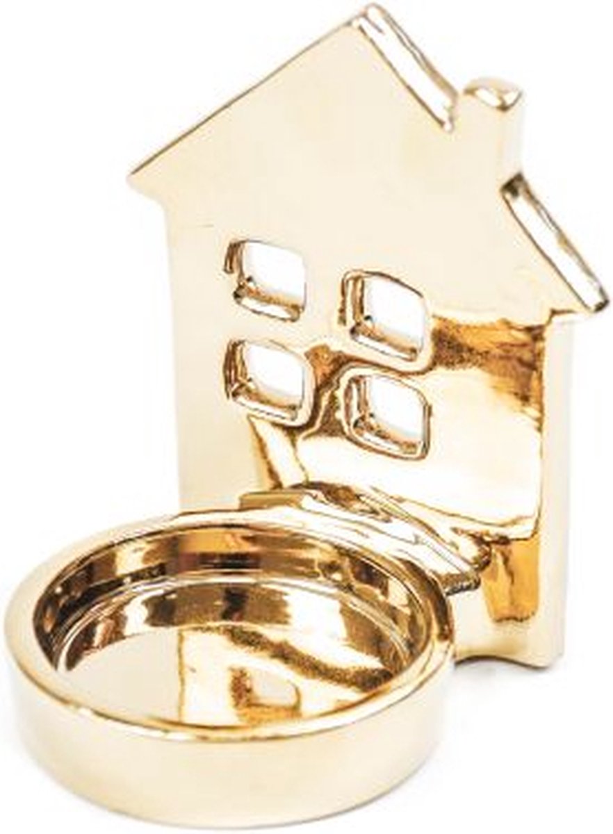 Housevitamin HV HUISJE WAXINEHOUDER-5,5X5,5X9CM- GOUD