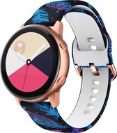 Strap-it Smartwatch bandje 20mm - siliconen bandje Veren print geschikt voor Samsung Galaxy Watch 3 41mm / Galaxy Watch 42mm / Galaxy Watch Active & Active2 40 & 44mm / Galaxy Watch 4 / 4 Classic / Watch 5 / 5 Pro / Watch 6 / 6 Classic