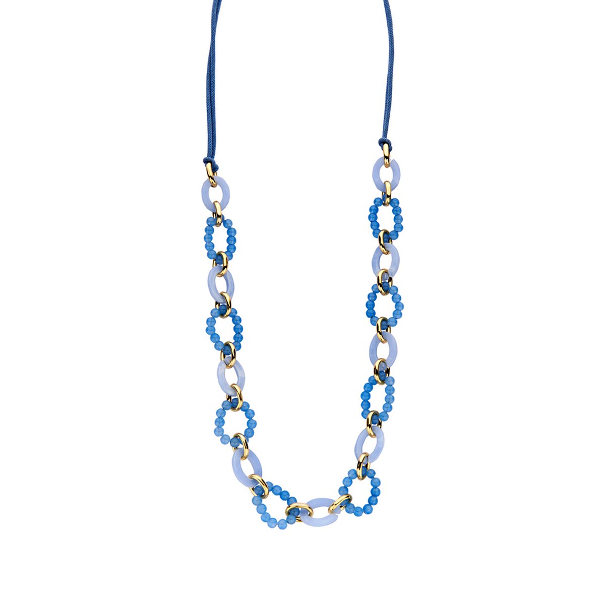 Les Cordes - Halsketting - Collier - DALICIALANG - Kleur Blauw - Metaal - Sieraad Dames - Juwelen - Statement ketting