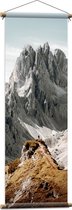 WallClassics - Textielposter - Grijs/Beige Bergen - 40x120 cm Foto op Textiel