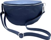 Dames Lederen heuptas schoudertas leer tas/Made in Italië Donkerblauw