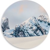 WallClassics - PVC Schuimplaat Muurcirkel - Rotsen met Sneeuw - 50x50 cm Foto op Muurcirkel (met ophangsysteem)