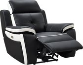 Elektrische relaxfauteuil van leer ANGELIQUE - Zwart/ wit L 106 cm x H 103 cm x D 97 cm