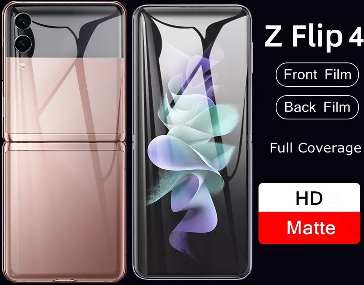 Screen Protector Set Geschikt Voor Samsung Galaxy Z Flip 4 5G - Optimale Display & Achterkant Bescherming - Volledige Dekking Schermbeschermer - Beschermfolie Case Friendly - Een Set van Bescherming Folies