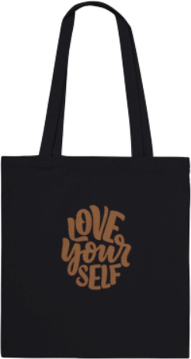 Love yourself katoen Tote Bag, schouder tas, leuke Tote bag met tekst