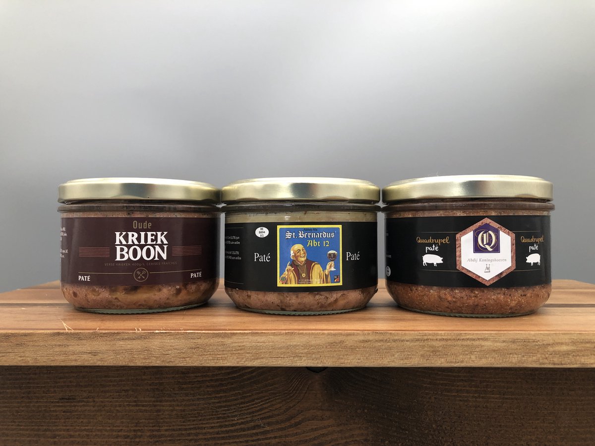 Artisanale patés - De Veurn' Ambachtse - set van 3 x 180gr - Boon Oude Kriek paté - St-Bernardus paté - La Trappe Quadrupel paté