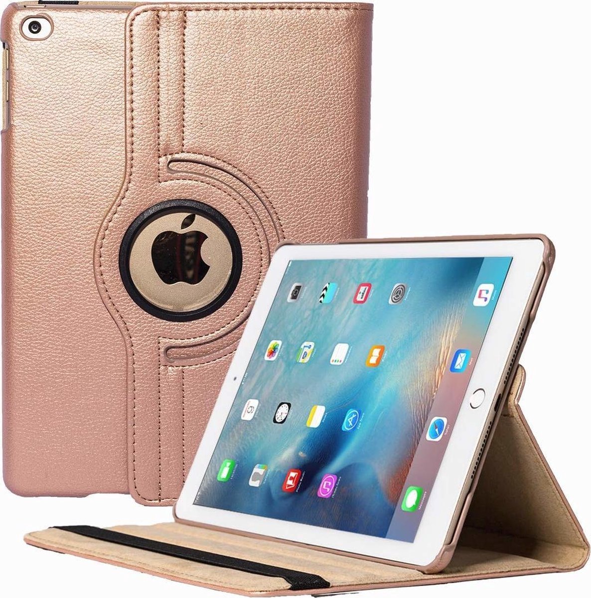 iPad hoes 10.2 (2019) hoes iPad hoesje iPad case 360° draaibare Hoes Kunstleer - rose gold