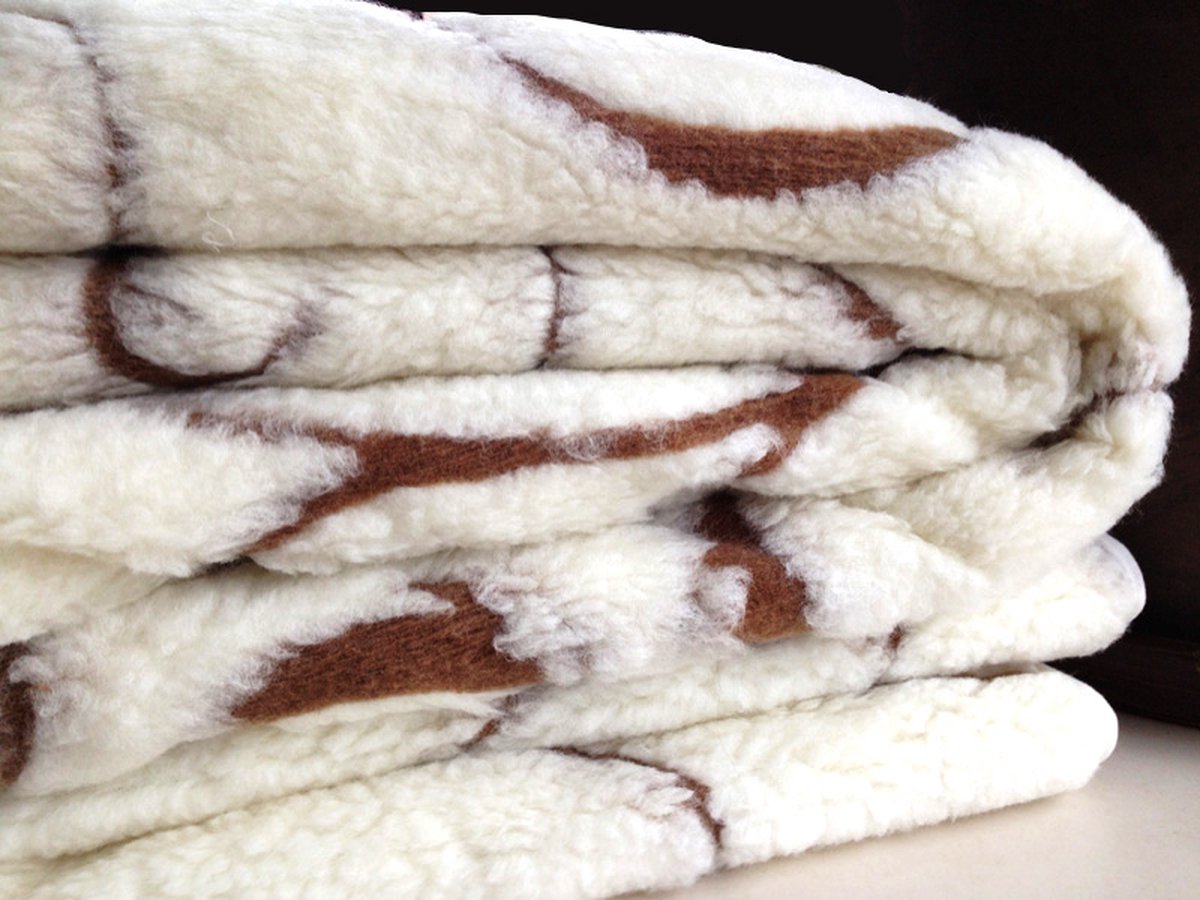 Wollen Deken 140x200cm 100% zuivere Australische Merino scheerwol DUBBELE DIKTE 2x450 g/m² Woolmark certificaat – Cappuccino Brown - Wasbaar en antiallergisch - ZACHT en WARM