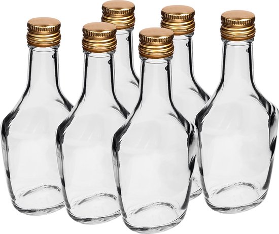 Puurmaken glazen flesjes met schroefdop - 250ml - 6 stuks | bol.com