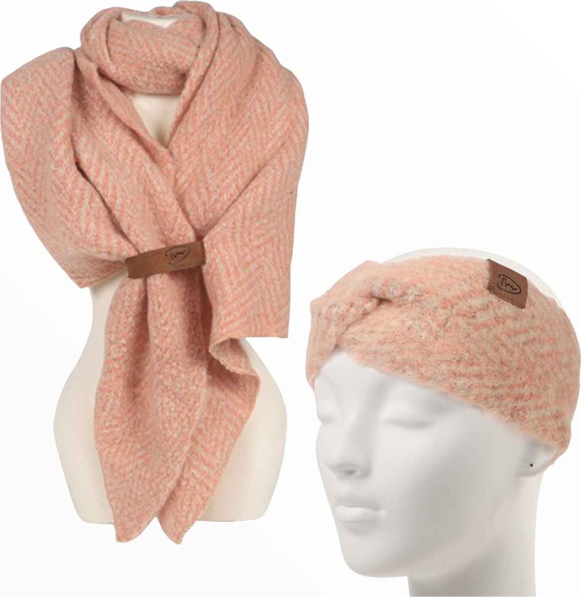 Hairpin-nu-Peach-melée-Haarband-sjaal-voordeelset-Hinterglemm
