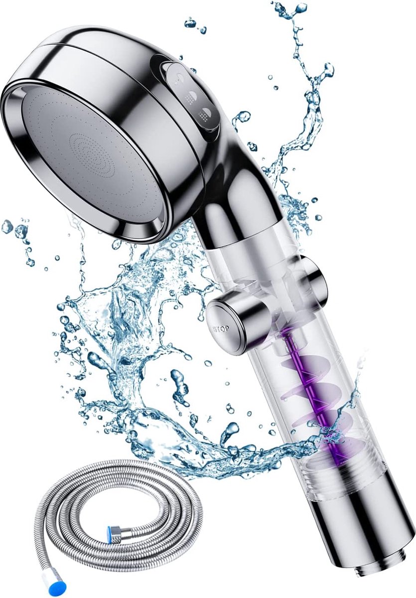 Amyzavls Douchekop, waterbesparend, met slang, filter, douchekop met