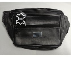 Heuptasje - Leer - 4 Vakken - Zwart - 34 x 15 cm - Vakantie - festival - Uit Gaan - Kado Tip !!