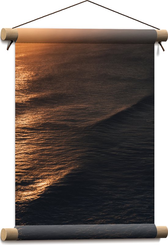 Textielposter - Zonnestralen over Kalme Golven op Zee - 30x40 cm Foto op Textiel