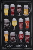 Wandbord Pub Cafe - Types Of Beer - alle soorten bieren