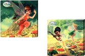 Disney - Tinkerbell - Fairies - Canvas - Muurschilderij - Wanddecoratie -Kinderkamer - Set van 2 stuks - 35x35cm groot.