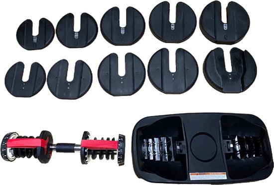 AJ-Sports Verstelbare Dumbell 24 KG - 2kg t/m 24kg - Dumbells set - Gewichten set - Halterset - Fitness gewichten - Krachttraining - Fitness - Gym - Sport - 15 Dumbells in één! - Let op PER STUK = 1 Dumbbell!