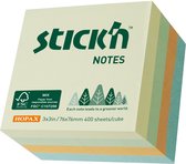 Stick'n sticky notes kubus - FSC - 76x76mm, pastel ass. 4 kleuren , 400 memoblaadjes/Blok.