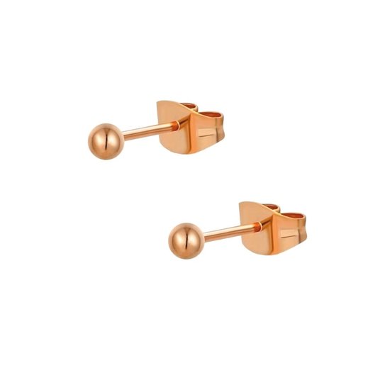 Fako Bijoux® - Boucles d'oreilles - Clou - Acier inoxydable - Acier inoxydable - Bouton - 3mm - Couleur or rose