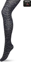 Bonnie Doon Dames Panterprint Panty 50 Denier Grijs maat L/XL - Chique Panty - Leopard Dessin - Brede Boord - Comfort - Panter Print - Jaguar - Dieren Print - Jaguar Tights - Feestelijk - Alloy - BP211905.115
