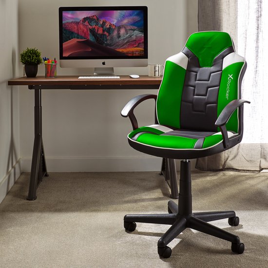 X Rocker Saturn Gamestoel - Kantoorstoel - Zwart/Grijs/Groen | bol.com