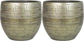 Bela Arte - plantenpot/bloempot - 2x - keramiek - goud glans - D24/H22 cm