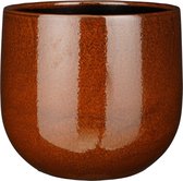 Mica Decorations - Plantenpot/bloempot - keramiek - terra bruin glans/spotted- D29/H25 cm