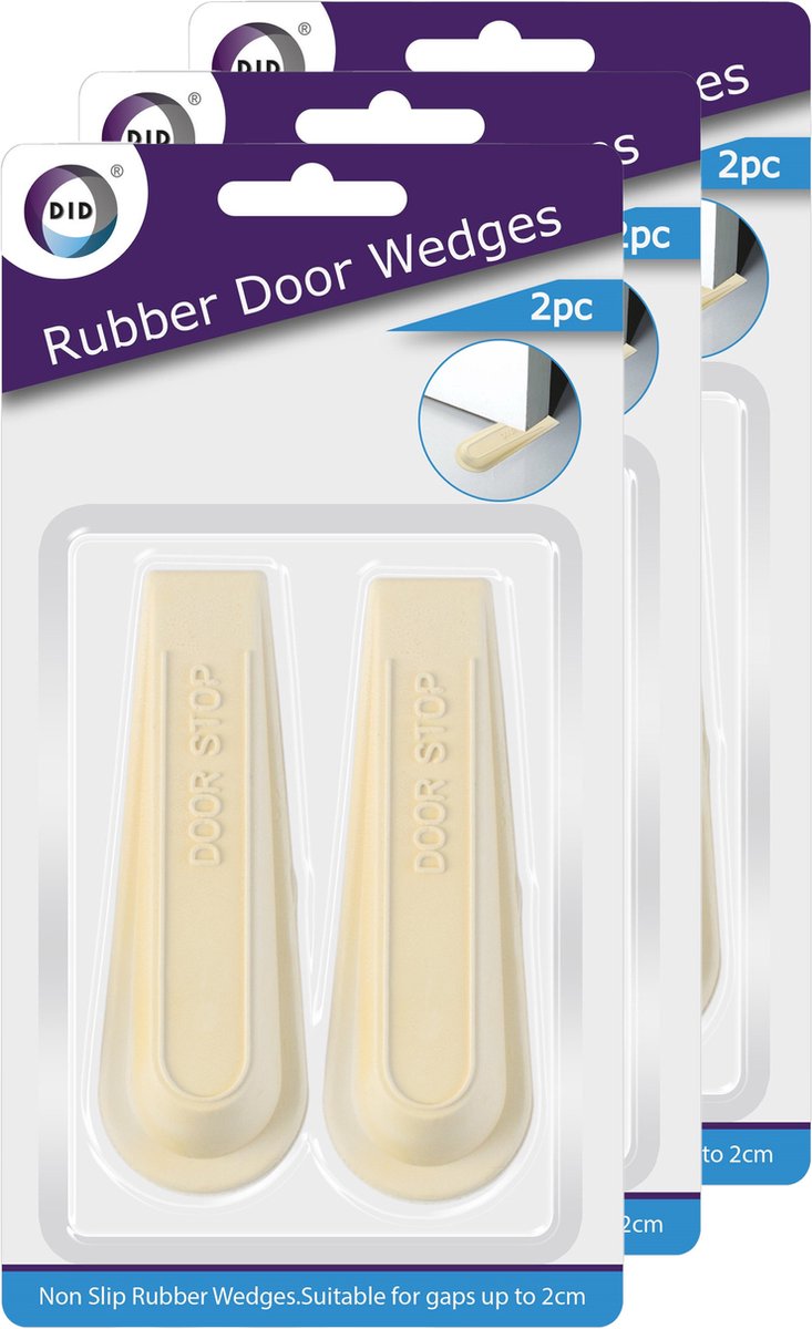 DID deurstoppers/deurwiggen - set van 6x stuks - wit - rubber - deurbuffer