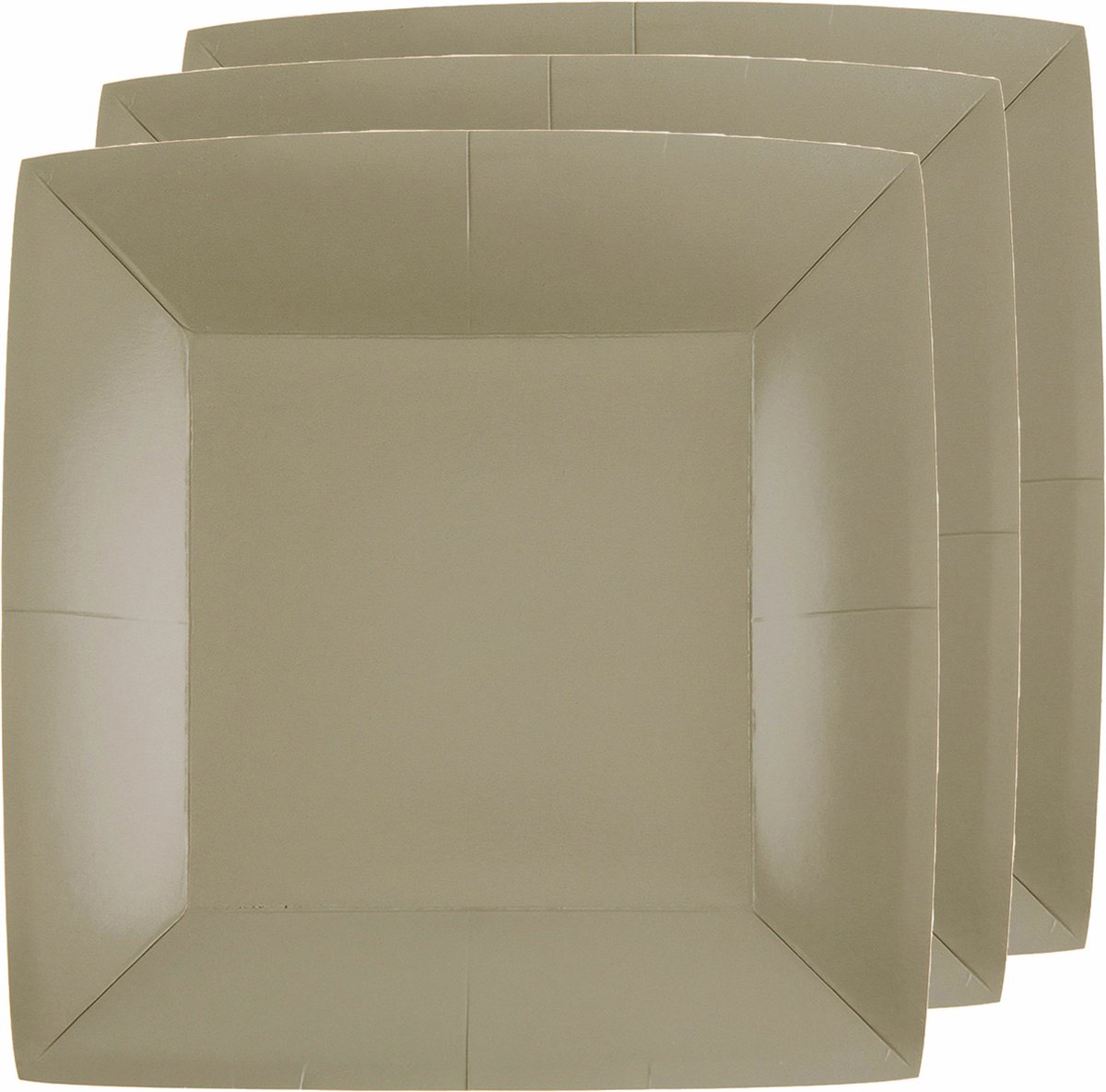 Santex Feest gebaksbordjes - taupe - 30x - karton - 18 cm - vierkant - kartonnen feestbordjes