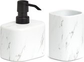 Ensemble d'accessoires de salle de bain Zeller - céramique - aspect marbre - blanc