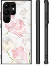 Back Case TPU Siliconen Hoesje Geschikt voor Samsung Galaxy S23 Ultra GSM Hoesje met Zwarte rand Mooie Bloemen