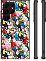 Telefoon Hoesje Geschikt voor Samsung Galaxy S23 Ultra Leuk TPU Backcase met Zwarte rand Birds