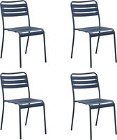 GENERIC - Set van 4 Tuinstoelen CAFE - 4 x Tuinstoel - Stapelbaar - L.52 x B.44 x H.79 - Staal - Neptune Blue - Terrasstoelen - Eetkamerstoelen - Stapelbare stoel