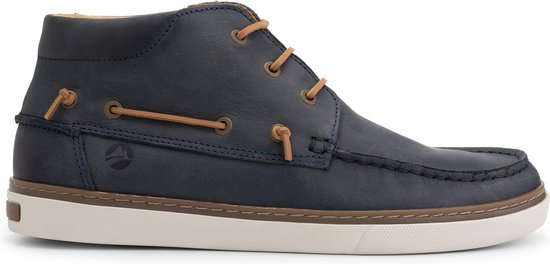 Travelin' Helford hoge zomerschoenen heren - leren Mocassins hoog - Veterschoenen mannen - Donkerblauw leer - Maat 45