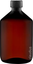 Lege Plastic Fles 500 ml PET Amber bruin - met zwarte dop - set van 10 stuks - Navulbaar - Leeg