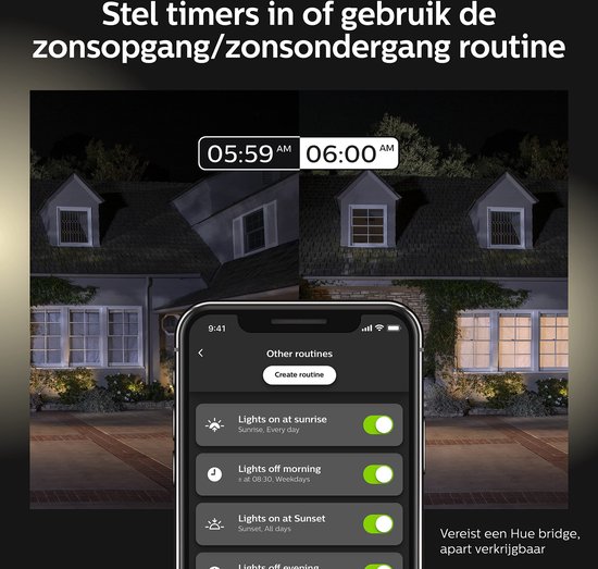 Philips Hue Lily Basisset Voordeelpakket van 4 Tuinspots (Antraciet) - Wit en Gekleurd Licht - Incl. 1 Voedingskabel - Tuinverlichting - Hue White and Color Ambiance