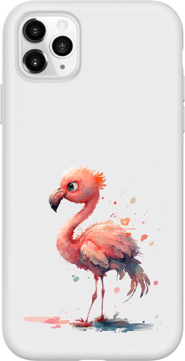 Apple Iphone 11 telefoonhoesje wit siliconen hoesje - stoere flamingo
