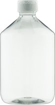 Lege Plastic Fles 500 ml PET apothekersfles transparant - met witte ribbeldop – set van 10 stuks - Navulbaar - leeg