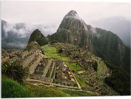 Acrylglas - Machu Picchu Ruïne in Peru - 80x60 cm Foto op Acrylglas (Wanddecoratie op Acrylaat)