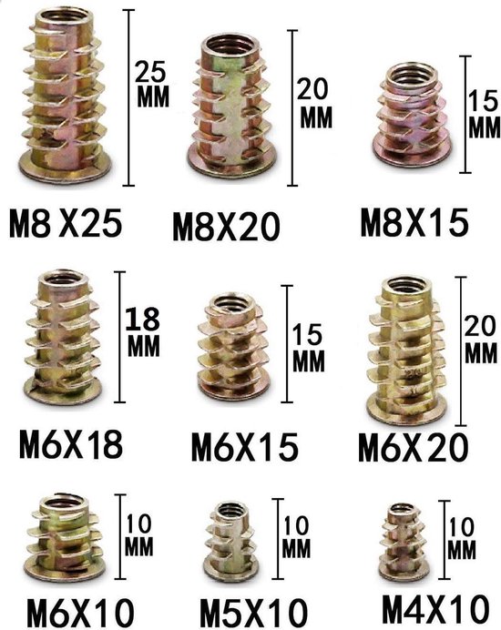 50 écrous à Six Pans M8x30mm Pour Meuble - Insert Bois - Uxcell