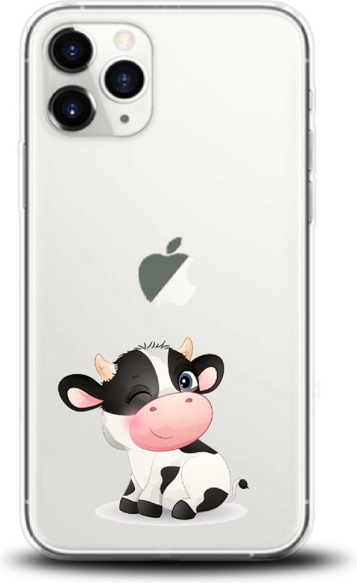 Apple Iphone 11 Pro Max telefoonhoesje transparant siliconen hoesje - Koe knipoog