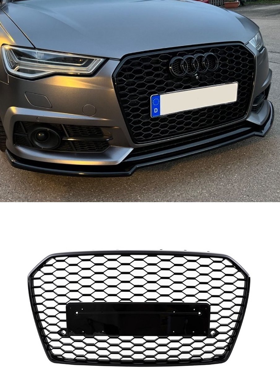 Audi A6 C7 4G FACELIFT 15 à 18 Calandre Sport Sans Emblème Zwart Brillant  Nid