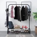 Alora Kledingrek zwart - kledingkast - kledinghanger - met schoenenrek - garderoberek - kledingstandaard - stabiel - kledingstang - ophangrek kleding - metaal