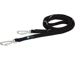 Annyx riem-lijn Hondenlijn Safety – Zwart – 150-300cm – Hands Free – Gewatteerd hondenriem politielijn-4 voudig-verstelbaar