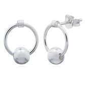 Joy|S - Zilveren oorbellen - rond / cirkel met bal - massief