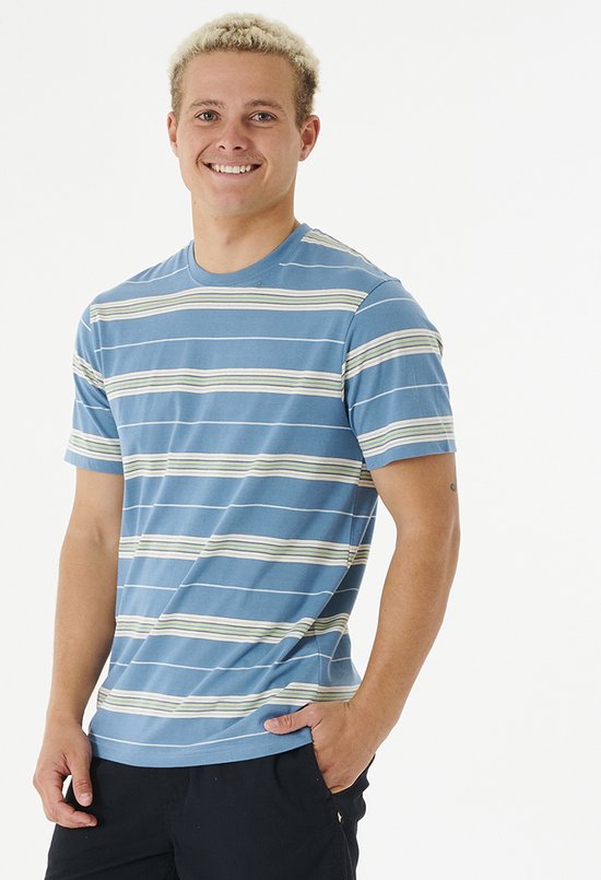 Rip Curl Heren T-Shirt Surf Revival Stripe Tee - Dusty Blue