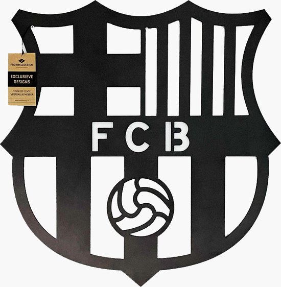 FootballDesign FC BARCELONA. - 80 x 82 cm - Gold Metallic | Houten wanddecoratie FC Barcelona