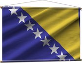 Textielposter - Rimpelige Vlag van Bosnië - 120x80 cm Foto op Textiel