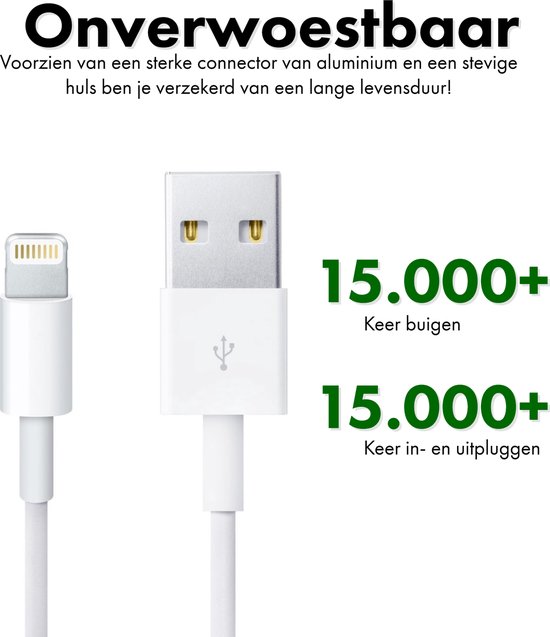 Phreeze PHR-AC54 Prise USB 12W avec 2 Portes + Câble Lightning USB - 1 Mètre - Câble Chargeur iPhone - Adaptateur pour Apple iPhone, Apple iPad, Apple Watch, Apple Airpods