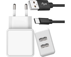 Usb Adapter 2 Poorten + usb C Kabel 1 Meter - Oplader voor Libra Colour, Clara BW, Elipsa 2E, PocketBook Era en usb C Tablets - GSM / Mobiele Telefoon / E-reader Oplader