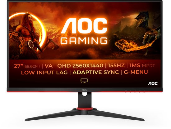 AOC Q27G2E - QHD Gaming Monitor - 144hz -155Hz - 27 Inch